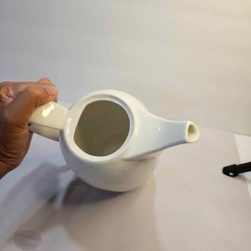 Palm White Ceramic Teapot